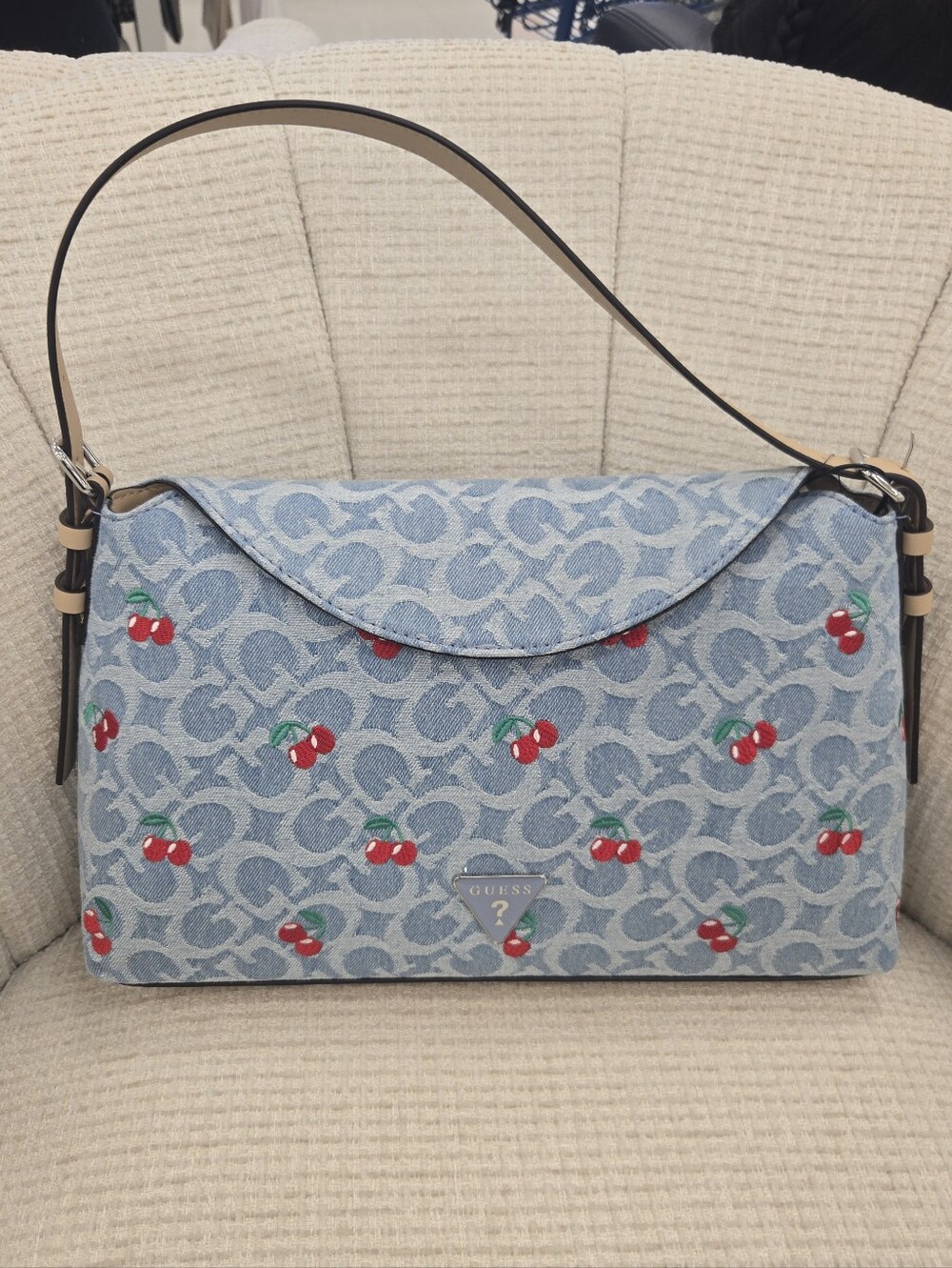 Guess Denim Cherry Shoulder Handbag